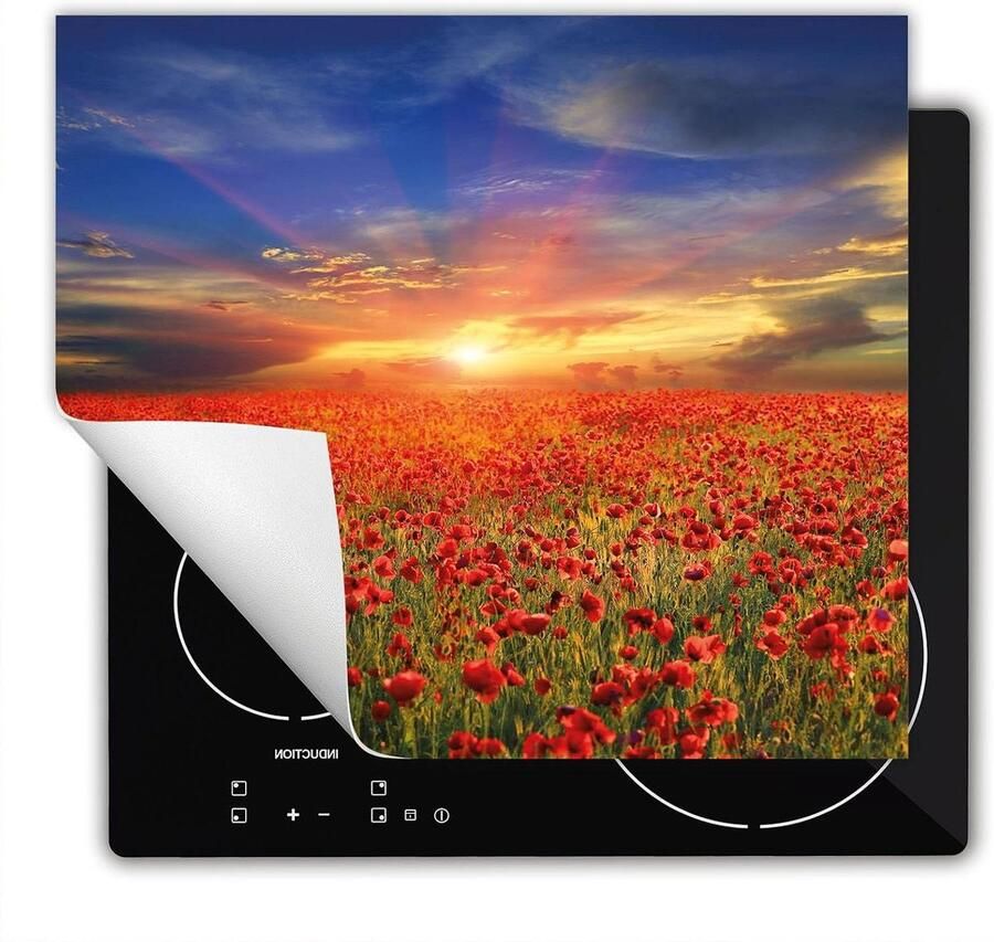 Inductie Kookplaat Beschermer Afdekplaat Mat Extra Werkruimte Creëren Antislip Vinyl Materiaal 60x52 cm Rood