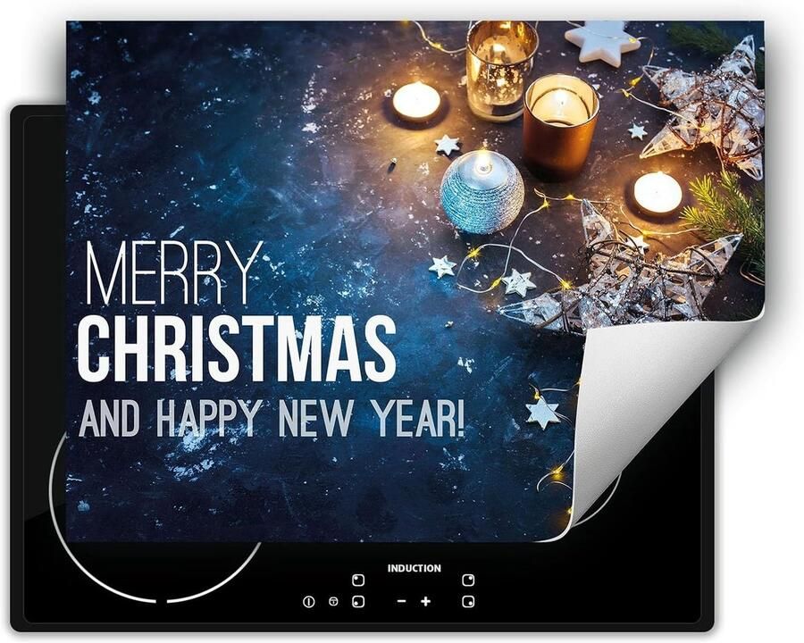 Inductie Kookplaat Beschermer Afdekplaat Mat Keuken Beschermen Antislip Vinyl 80x52 cm Kerstmis Blauw