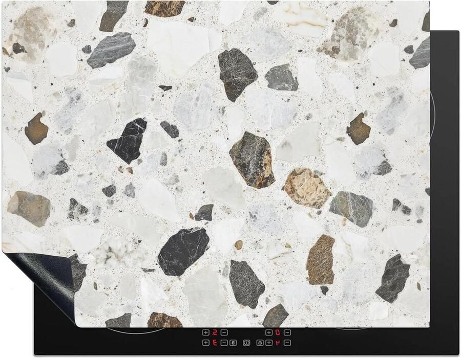 Inductie Kookplaat Beschermer Afdekplaat Werkblad Extra Werkruimte Creëren Foto Print Decoratie 77x59 cm Marmer Terrazzo