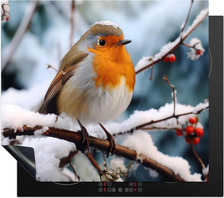 Inductie Kookplaat Beschermer Afdekplaat Werkblad Keuken Werkruimte Creëren Unieke Foto Print 60x52 cm Roodborstje