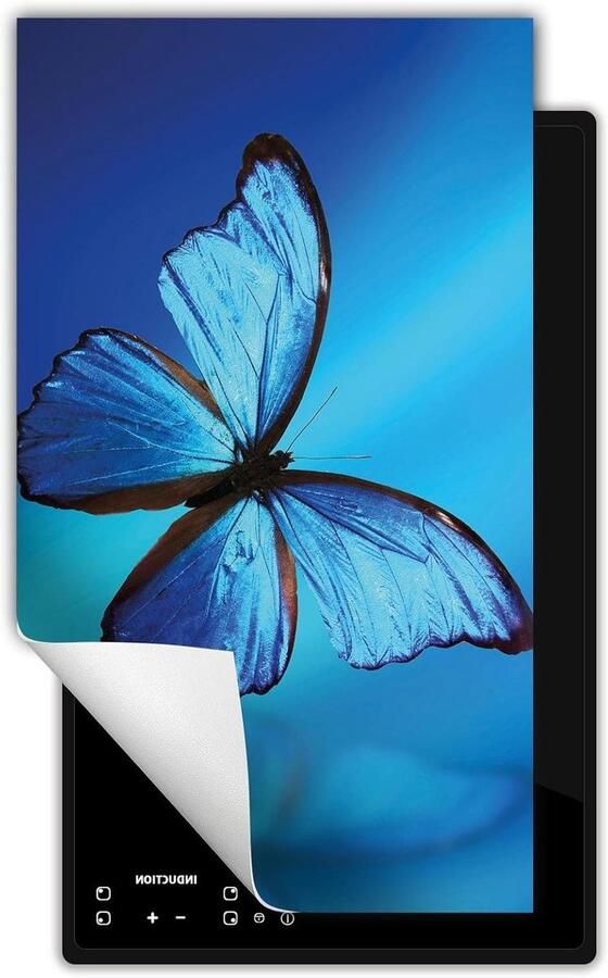 Inductie kookplaat beschermer Fornuis afdekplaat Extra werkruimte creëren Anti-kras vinylmateriaal 30x52 cm Blauw met vlinderprint