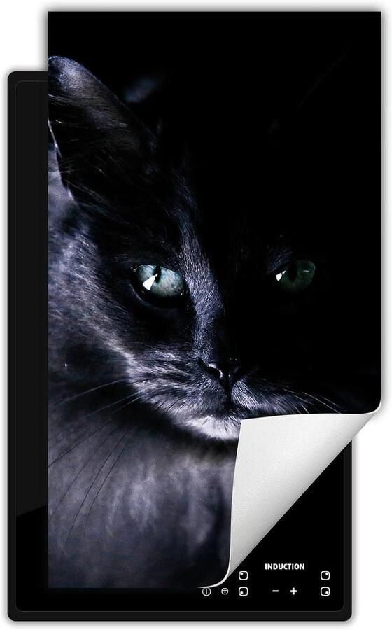 Inductie kookplaat beschermer Fornuis afdekplaat Extra werkruimte creëren Antislip vinyl materiaal 30x52 cm Zwarte kat design