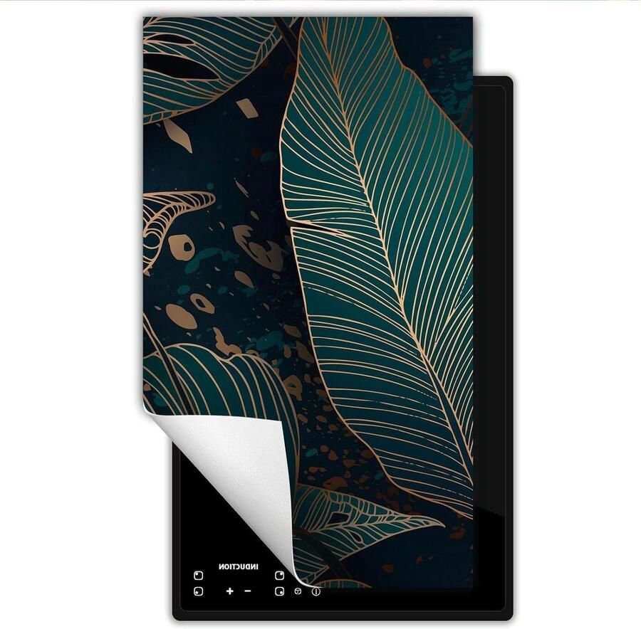 Inductie kookplaat beschermer Fornuis afdekplaat Extra werkruimte creëren Kras- en vlekbestendig vinyl 30x52 cm Bladeren