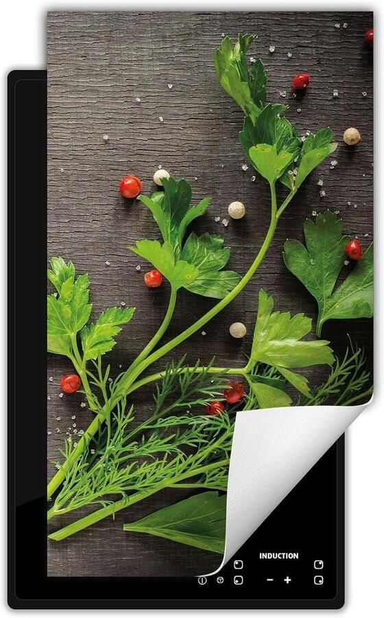 Inductie kookplaat beschermer Fornuis afdekplaat Extra werkruimte creëren Kras- en vlekbestendig 30x52 cm Groen kruiden