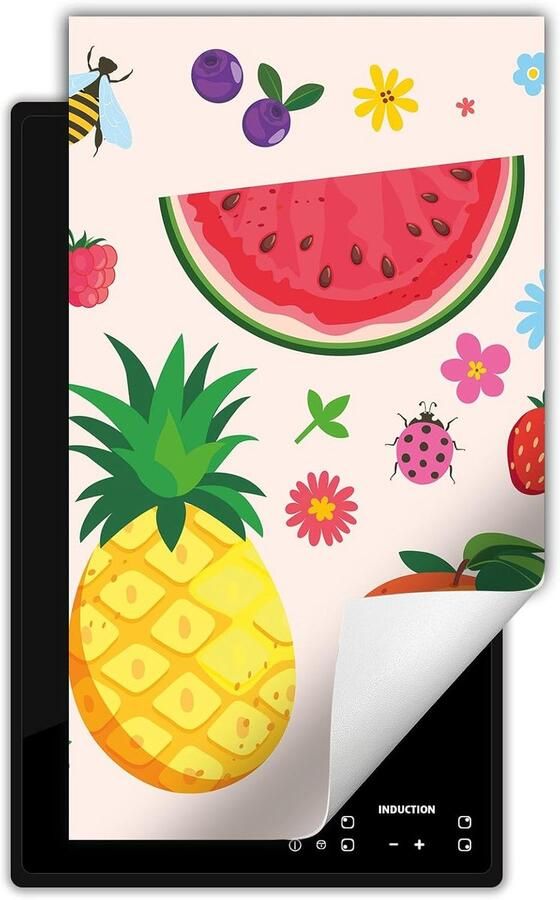 Inductie kookplaat beschermer Fornuis afdekplaat Extra werkruimte creëren Krasbestendig vinyl 30x52 cm Kleurrijk fruit