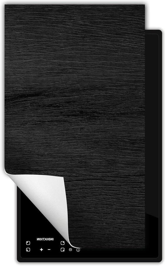 Inductie kookplaat beschermer Fornuis afdekplaat Extra werkruimte creëren Krasbestendig vinylmateriaal 30x52 cm Zwart hout