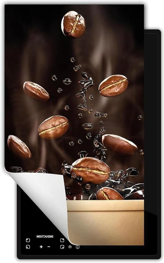 Inductie kookplaat beschermer Fornuis afdekplaat Extra werkruimte Kraswerende vinyl 30x52 cm Koffie