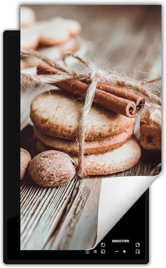 Inductie kookplaat beschermer Fornuis afdekplaat Extra werkruimte Vinyl met UV-print 30x52 cm Hout