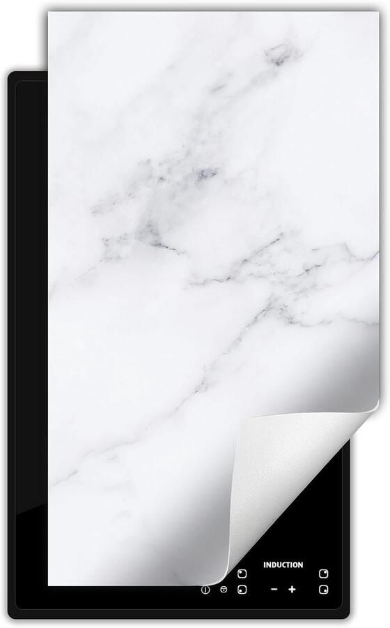 Inductie kookplaat beschermer Fornuis afdekplaat Koken en Keuken 3mm dik vinyl 30x52 cm wit marmer