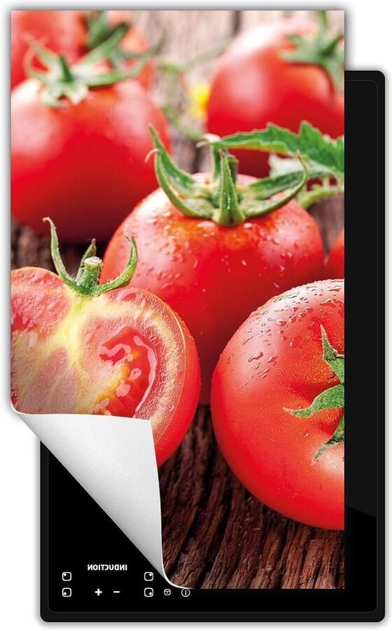 Inductie Kookplaat Beschermer Fornuis Afdekplaat Mat Extra Werkruimte Creëren Krasbestendig Vinyl Materiaal 30x52 cm Hout Tomaten