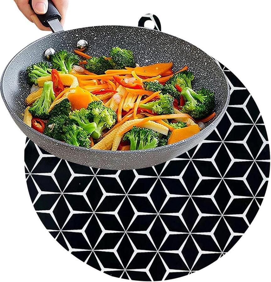 Inductie Kookplaat Beschermer Hittebestendige Mat Krasvrije Keuken Op Maat Te Knippen 26x24 cm Zwart