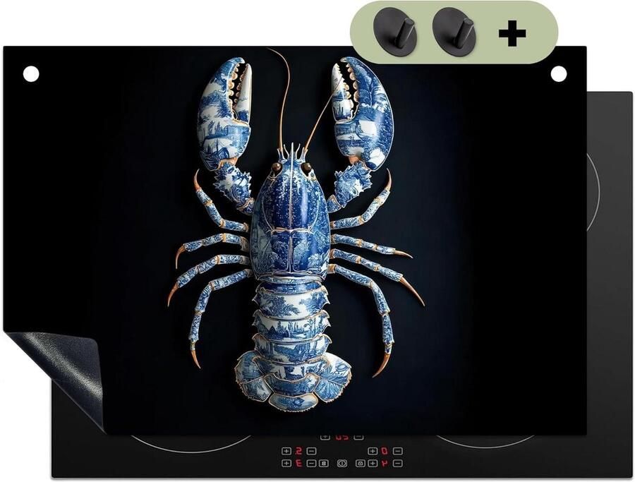 Inductie Kookplaat Beschermer Kookplaat Afdekplaat Keuken Decoratie Anti Slip Mat 51.5x76 cm Delfts Blauw Kreeft