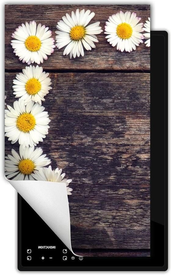 Inductie Kookplaat Beschermer Kookplaat Mat Extra Werkruimte Creëren Kras- en Vlekbestendig 30x52cm Hout Bloemen