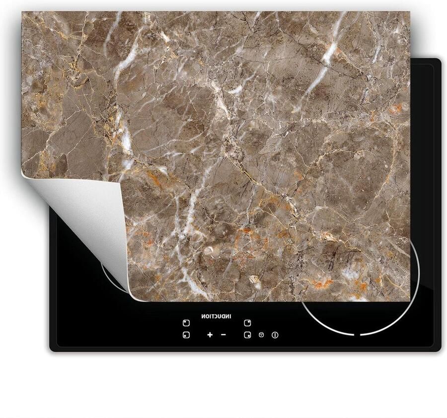 Inductie kookplaat beschermer Kookplaat mat Extra werkruimte creëren Krasbestendig vinyl 80x52 cm Grijs marmer