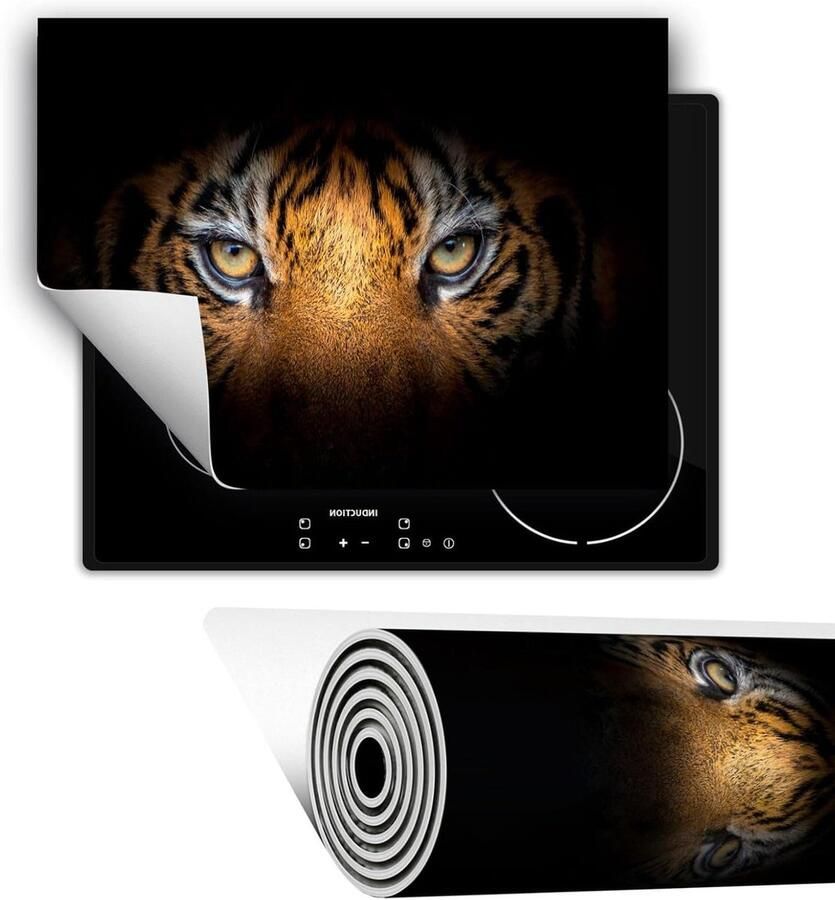 Inductie Kookplaat Beschermer Kookplaat Mat Keuken Werkruimte Anti-slip Vinyl 80x52cm Zwart Tijger