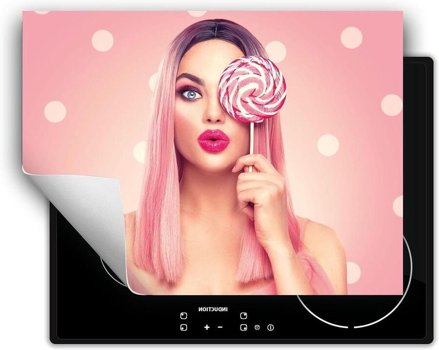 Inductie Kookplaat Beschermer Kookplaat Mat Keuken Werkruimte Kras- en Vuilwerend 80x52cm Vrouw Roze