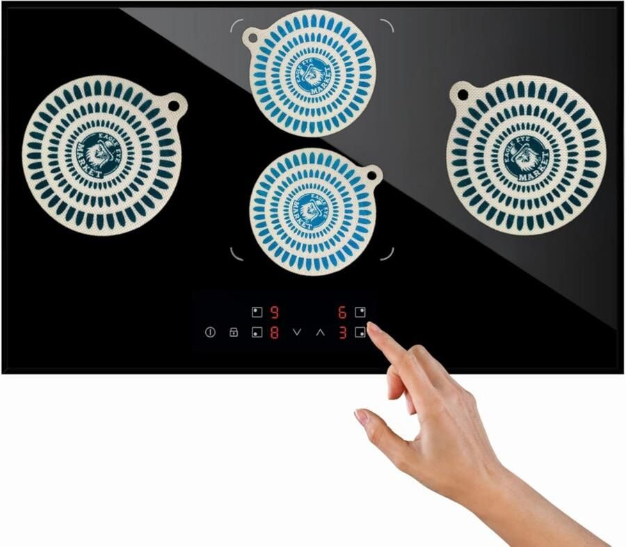 Inductie Kookplaat Beschermer Kookplaat Mat Kookplaat Beschermen Kleur Temperatuur Indicator Set 18 & 22cm Zwart