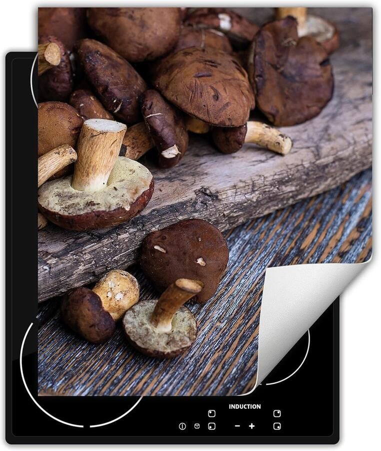 Inductie kookplaat beschermer Mat Bescherming keuken Antislip vinyl 45x52cm Paddenstoelen hout