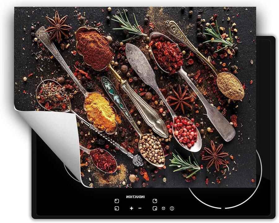Inductie kookplaat beschermer Mat for kookplaat Extra werkruimte creëren Krasvrij en vlekwerend 80x52 cm Kruidenprint