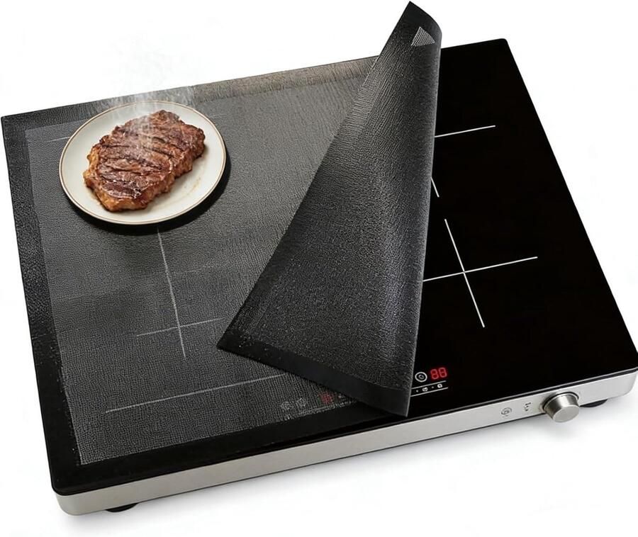 Inductie Kookplaat Beschermer Mat Kookplaat Beschermen Hittebestendig Antislip 60 x 52 cm Zwart