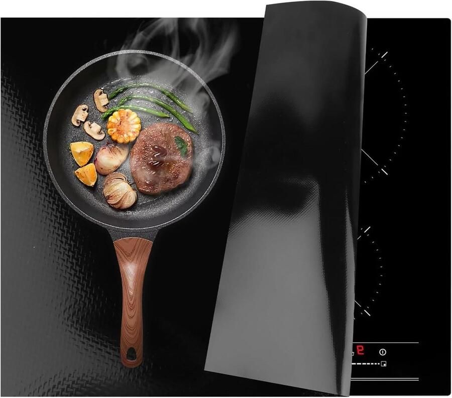 Inductie Kookplaat Beschermer Mat voor Inductie Kookplaat Beschermen Hittebestendig Silicone 60 x 52 cm Mat Zwart
