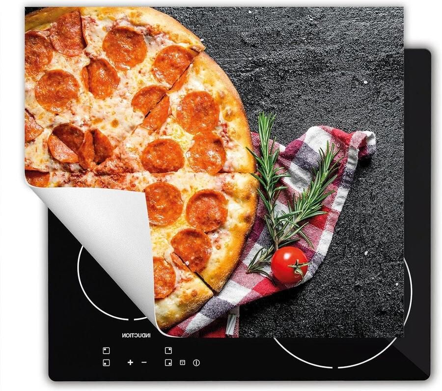 Inductie kookplaat beschermer Platensnijder mat Extra werkruimte creëren Kras- en vlekbestendig 60x52 cm Pizza print