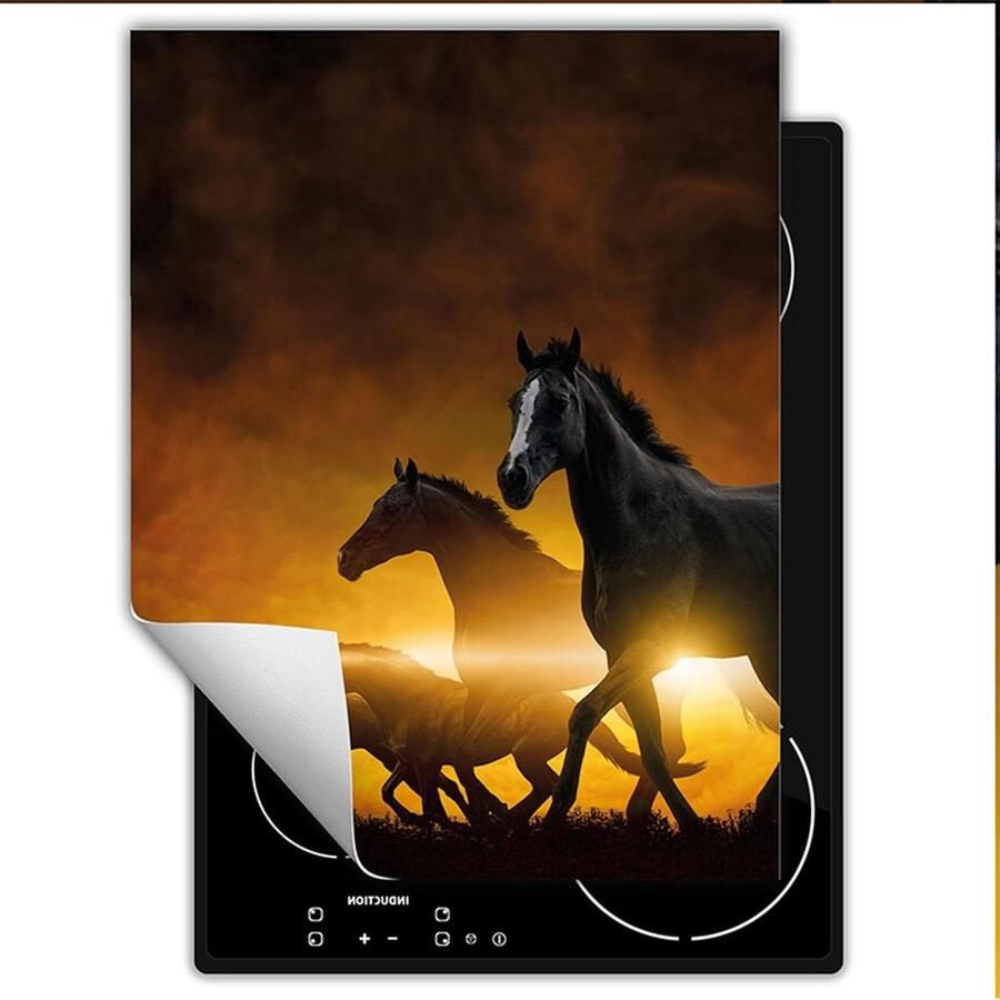 Inductie Kookplaat Beschermer Werkblad Beschermer Anti Slip Mat Keuken Decoratie Extra Werkruimte 40x52 cm Paarden Oranje