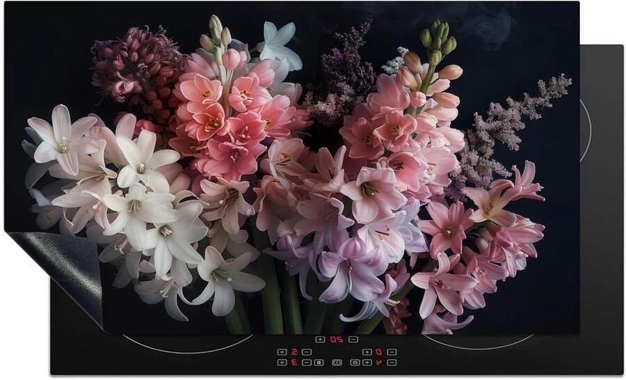 Inductie Kookplaat Beschermer Werkblad Beschermer Extra Werkruimte Creëren Antislip Mat 89x51 cm Hyacint Bloemen