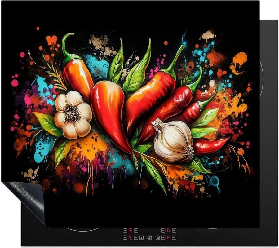 Inductie Kookplaat Beschermer Werkblad Beschermer Extra Werkruimte Creëren Levendige Foto Print 60x52 cm Graffiti Kleurrijk