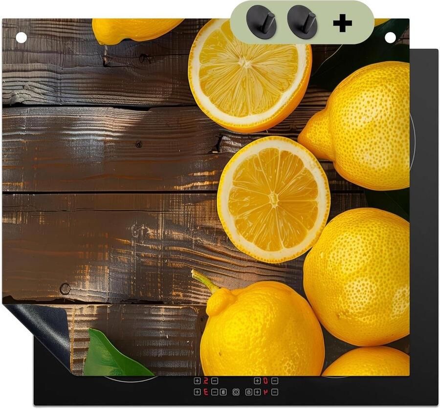 Inductie Kookplaat Beschermer Werkblad Beschermer Keuken Decoratie Unieke Fotodruk 52x60 cm Hout Citroen