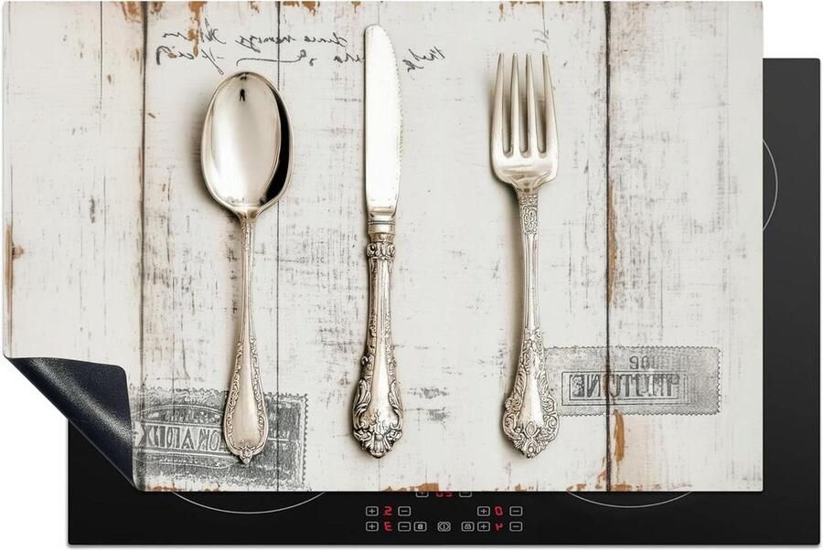 Inductie Kookplaat Beschermer Werkblad Beschermer Kookplaat Keuken Werkruimte Creëren Unieke Foto Print 81x52 cm Zilver Bestek