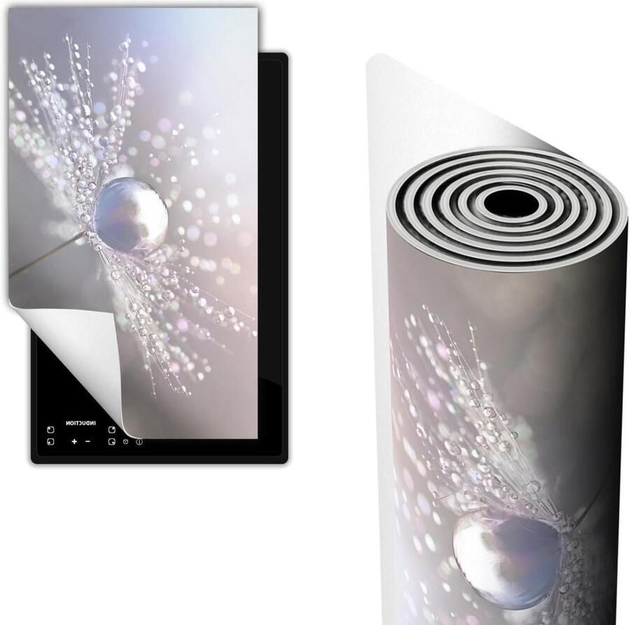 Inductie Kookplaat Beschermer Werkblad Beschermer Mat Extra Werkruimte Creëren Antislip Vinyl Materiaal 30x52 cm Bloem Grijs
