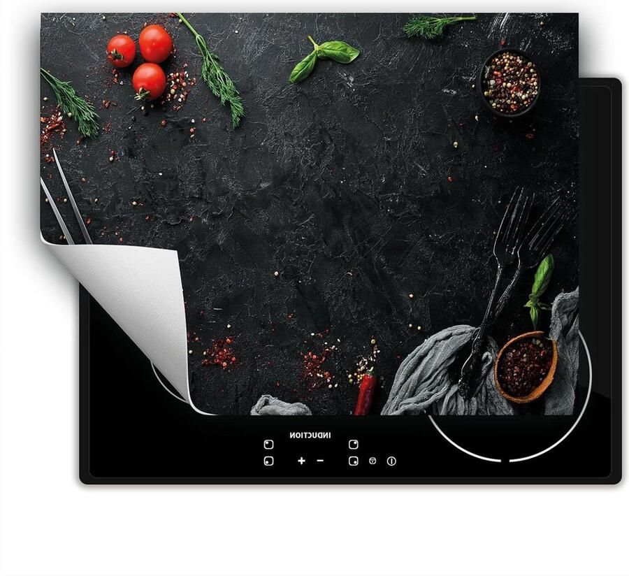 Inductie Kookplaat Beschermer Werkblad Beschermmat Extra Werkruimte Creëren Krasbestendig Vinyl 80x52 cm Leisteen Specerijen Chili