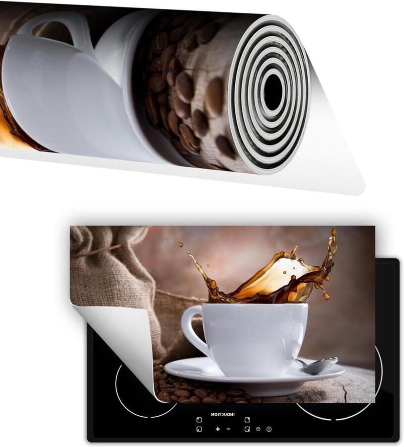 Inductie kookplaat beschermer Werkblad mat Extra werkruimte Antislip oppervlak 90x52 cm Koffie Brons