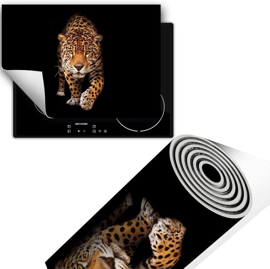 Inductie kookplaat beschermer Werkblad mat Extra werkruimte creëren Antislip vinyl 70x52 cm Zwarte panter