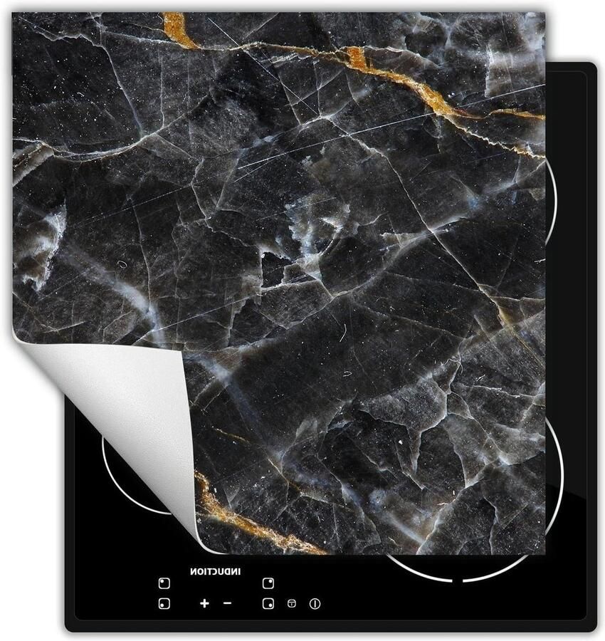 Inductie Kookplaat Beschermer Werkblad Mat Keuken Beschermen Extra Werkruimte Creëren 50x52 cm Marmer Zwart