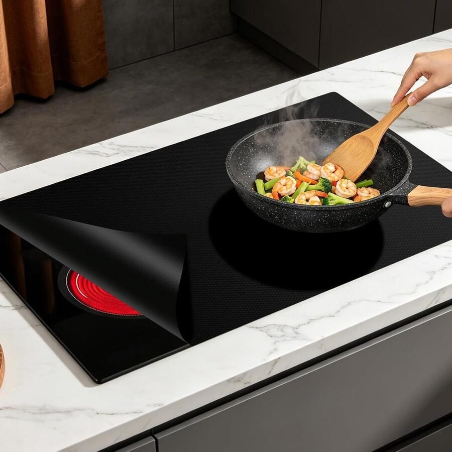 Inductie Kookplaat Beschermer Zwart 60 x 40 cm Hittebestendige Mat Voor Inductiekookplaten