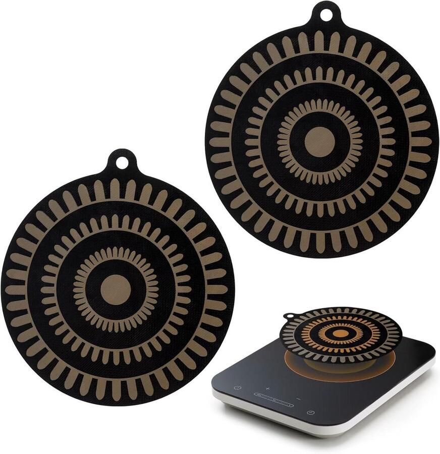 Inductie Kookplaat Beschermmat Kookplaat Mat Siliconen Kookplaat Beschermen Thermochrome Kleurverandering 9.5 inch Zwart