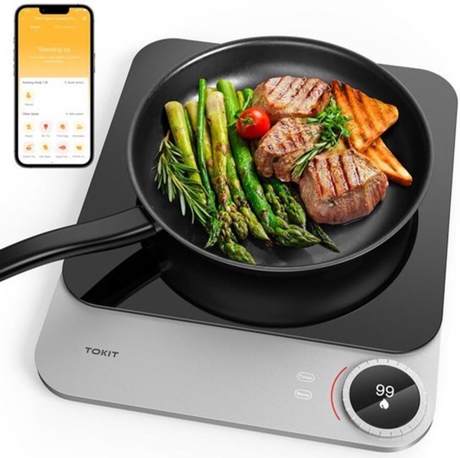 Inductie Kookplaat Draagbaar 2100 W Vermogen 40 cm Breed Glas Enkelvoudig Voor Keuken En Reizen