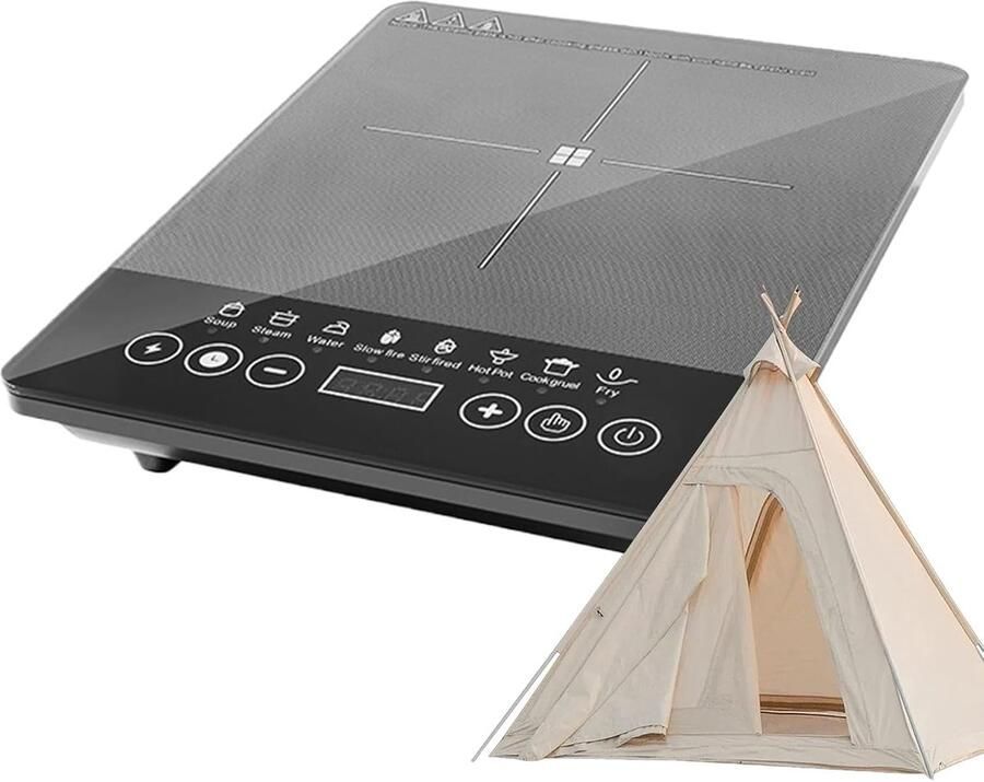 Inductie Kookplaat Draagbaar Fornuis Koken Binnen Buiten 110V 220V Universeel 30x40x30cm Grijs