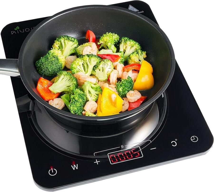 Inductie kookplaat Draagbaar fornuis Compact koken 10 standen 2000 W Zwart