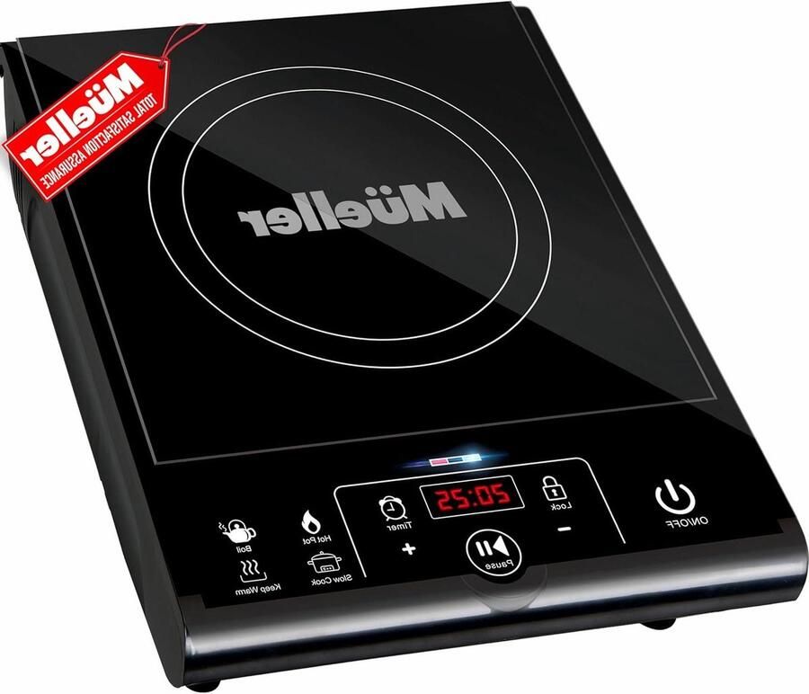 Inductie Kookplaat Draagbaar Fornuis Snel Koken 8 Temperatuur Niveaus 1800 Watt Zwart