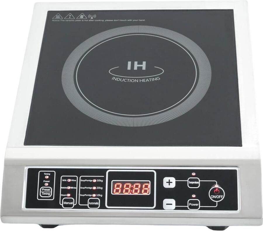 Inductie Kookplaat Draagbare Kookplaat Snel Koken 10 Temperatuurstanden 40 x 35 cm Zwart