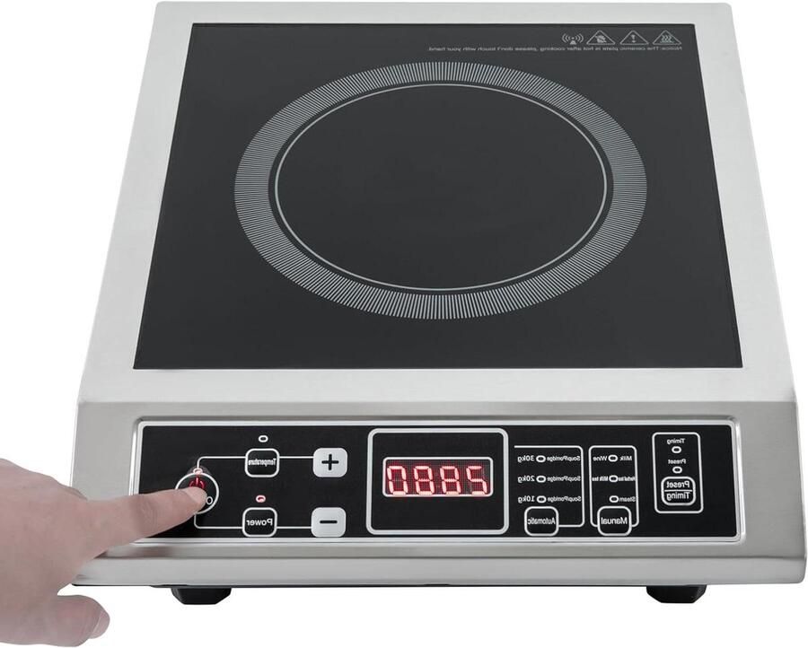 Inductie Kookplaat Draagbare Kookplaat Snel Koken 8 Temperatuurstanden 35 cm breed Zwart