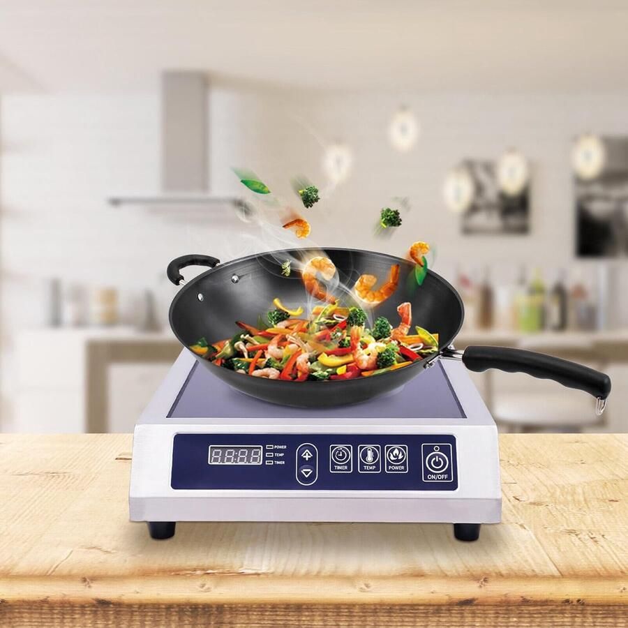 Inductie Kookplaat Draagbare Kookplaat Snel Koken Roestvrijstalen Behuizing 445 cm Zilver
