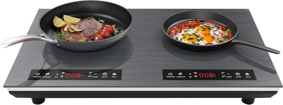 Inductie Kookplaat Dubbele Brander Snel Koken 9 Warmte Instellingen 34.8 x 59.94 cm Zwart