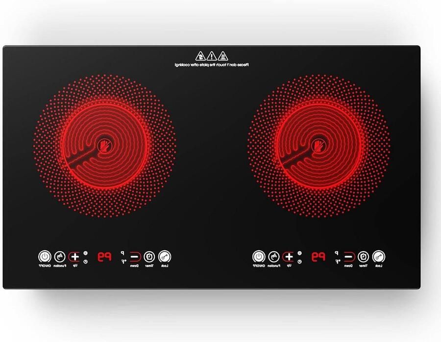 Inductie Kookplaat Dubbele Brander Snel Koken Tijd & Temperatuur Instelling 60 x 35 cm Zwart