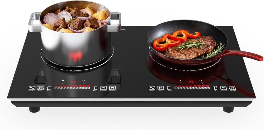 Inductie Kookplaat Elektrisch fornuis Snel Koken 9 Vermogensstanden 60 cm Zwart
