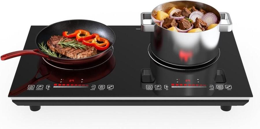Inductie Kookplaat Elektrisch fornuis Koken en verwarmen 9 Vermogensstanden 60 cm Zwart