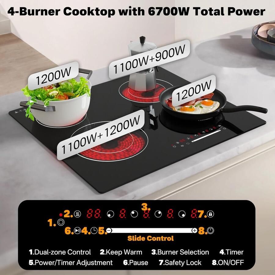 Inductie Kookplaat Elektrisch fornuis Snel koken Energiezuinig 60 cm Zwart